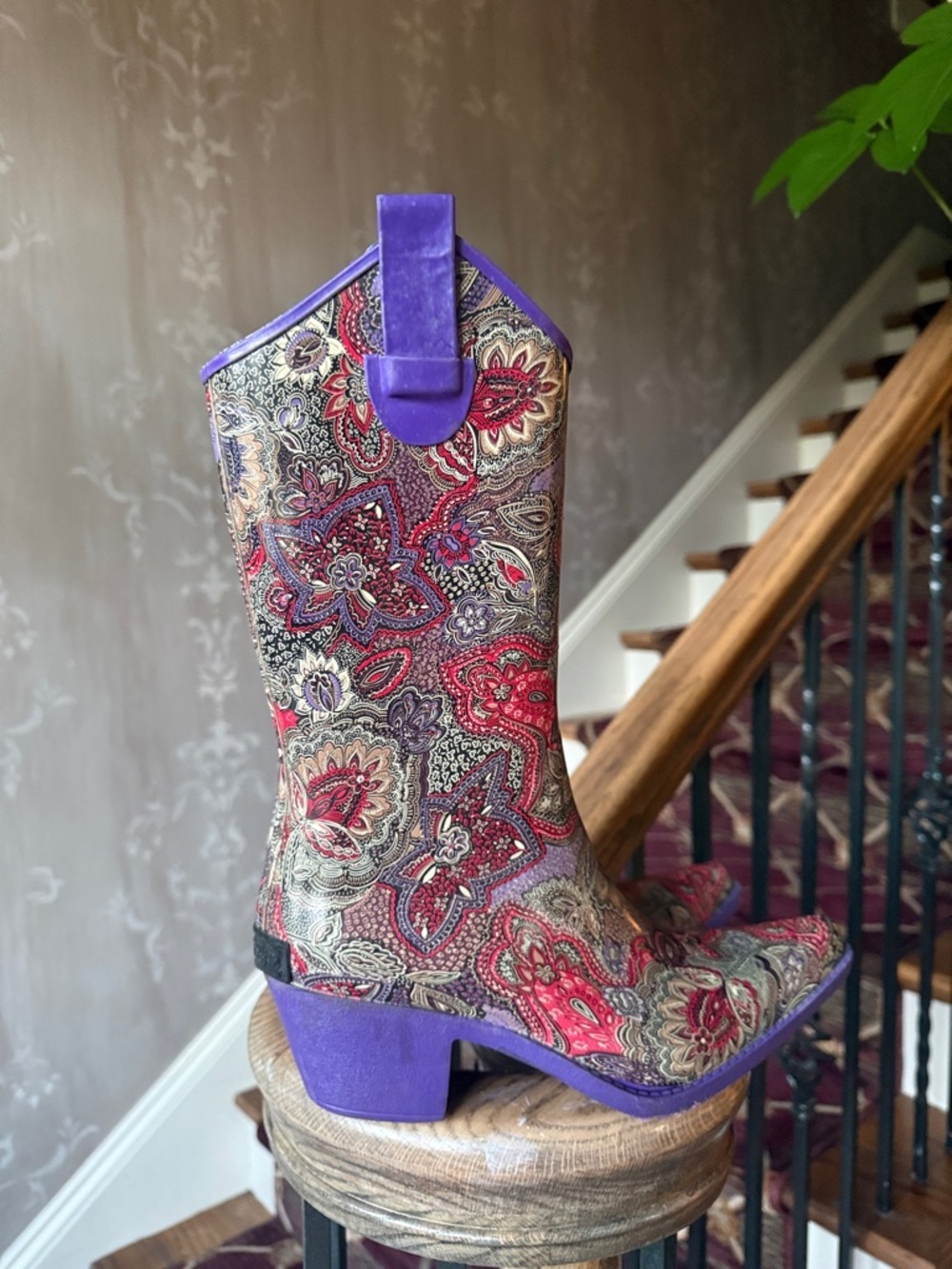 CORKYS Ladies size 6 western rubber boot excellent condition Paisley print - Picture 3 of 9